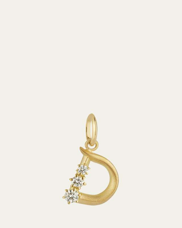 18K Yellow Gold Diamond Initial Charm